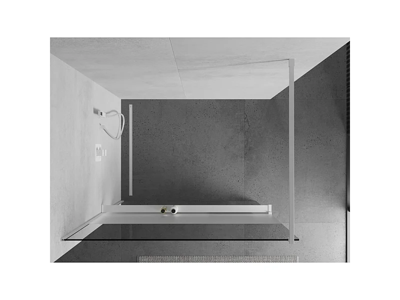Mexen Kioto+ Duschwand mit Regal Walk-in 120 x 200 cm, transparent/Mattglas, weiß - 800-120-121-20-35