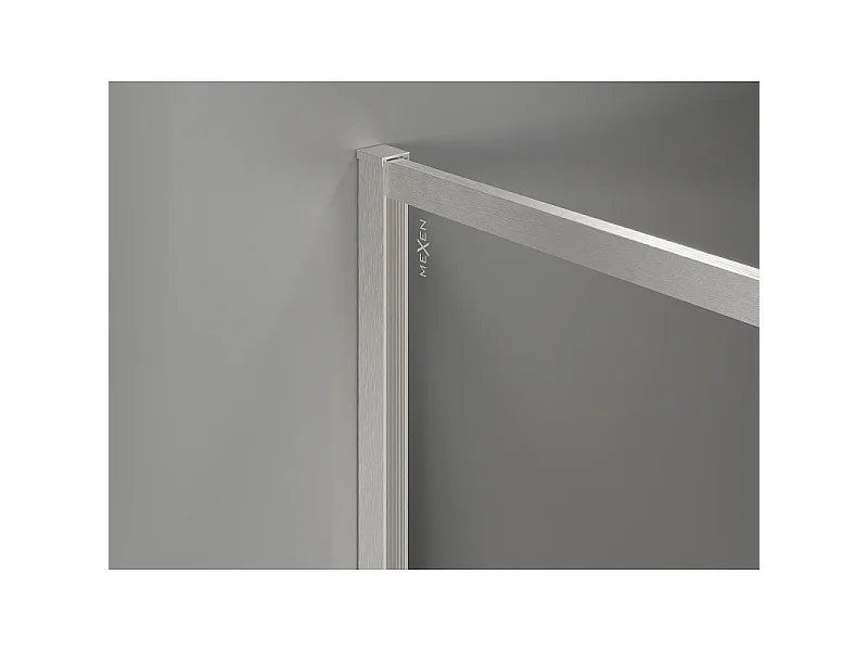 Mexen Kioto-F Duschwand Walk-in mit Rahmen 130 x 95 cm, transparent 8 mm, gebürsteter Nickel - 800-130-202-04-97-095