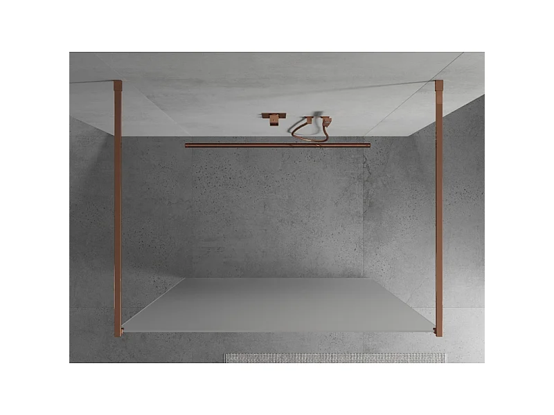 Mexen Kioto fritstående brusepanel 110 x 200 cm, frostet 8 mm, rosaguld - 800-110-002-60-30
