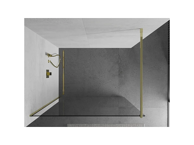 Mexen Kioto brusevæg Walk-in 170 x 200 cm, gennemsigtig 8 mm, guld - 800-170-101-50-00