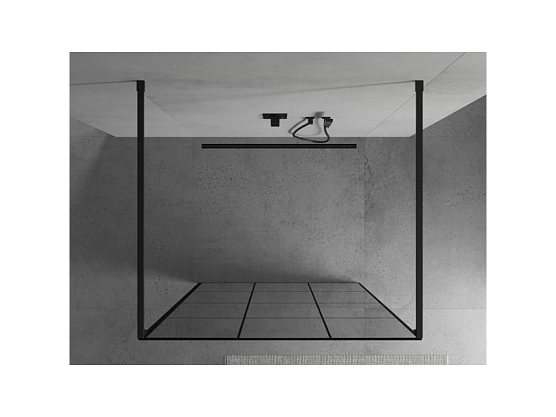 Mexen Kioto mampara de ducha independiente 120 x 200 cm, rejilla negra 8 mm, negra - 800-120-002-70-77