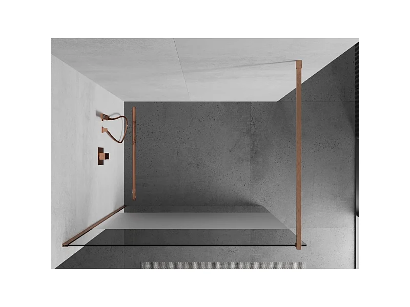 Mexen Kioto douchewand Walk-in 110 x 200 cm, transparant/frost 8 mm, geborsteld koper - 800-110-101-65-35