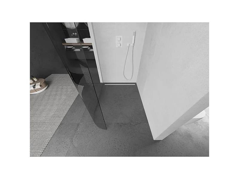 Mexen Kioto-R L paroi de douche arrondie Walk-in 100 x 200 cm, transparent, blanc - 800-100-103-20-06
