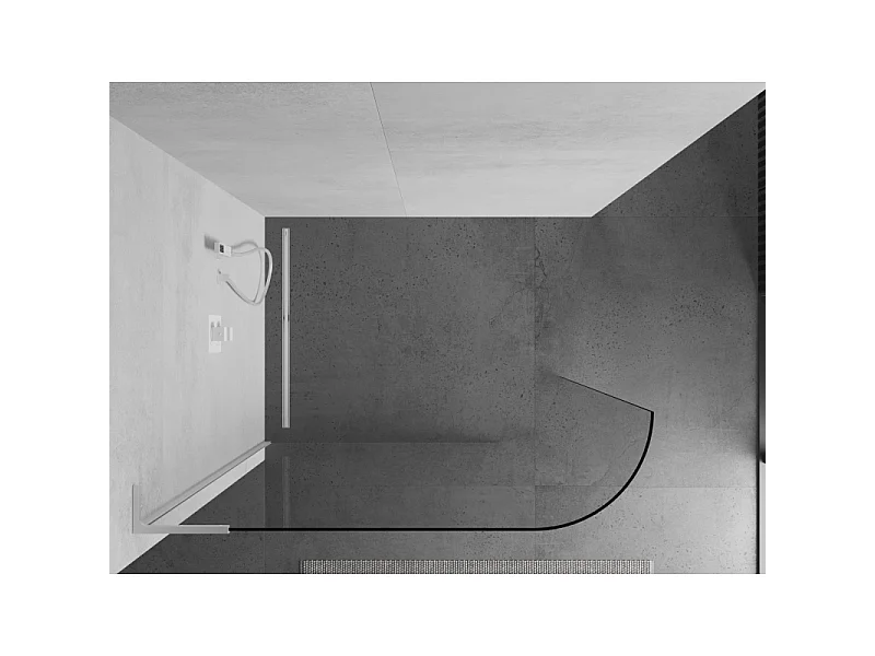 Mexen Kioto-R L paroi de douche arrondie Walk-in 100 x 200 cm, transparent, blanc - 800-100-103-20-06