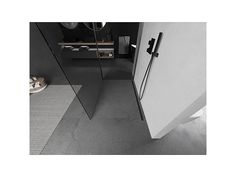 Mexen Kioto tuš stena Walk-in 135 x 100 cm, prozorna, krtačeno ognjeno siva - 800-135-212-66-00-100