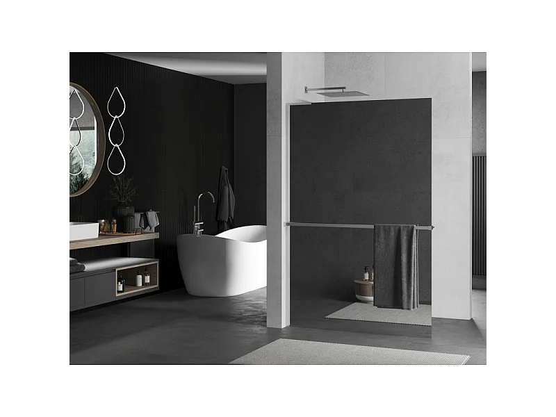 Mexen Kioto+ L parede de duche com prateleira Walk-in 90 x 200 cm, espelho, cromado - 800-090-123-01-50
