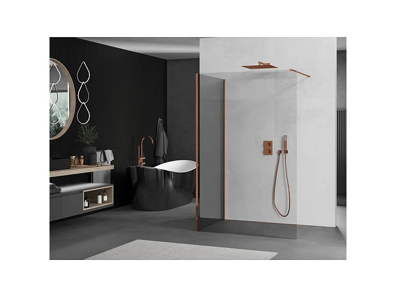 Mexen Kioto Duschwand Walk-in 120 x 100 cm, transparent, Roségold - 800-120-212-60-00-100