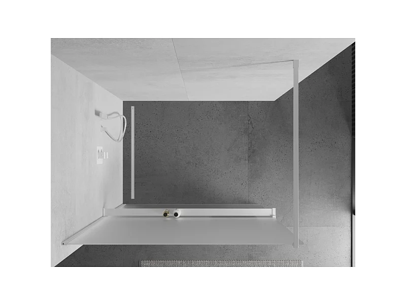Mexen Kioto+ Walk-in Shower Panel with Shelf 140 x 200 cm, Frosted, White - 800-140-121-20-30