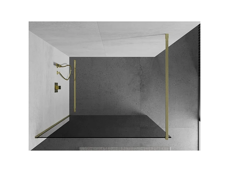 Mexen Kioto paroi de douche Walk-in 70 x 200 cm, graphite 8 mm, or brossé - 800-070-101-55-40