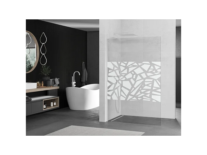 Mexen Kioto L panel de ducha Walk-in 80 x 200 cm, diseño blanco, blanco - 800-080-103-20-85