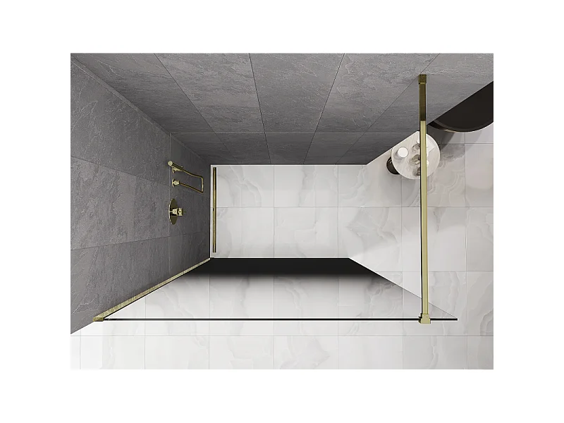 Mexen Kioto paroi de douche Walk-in 140 x 200 cm, ombre noire 8 mm, dorée - 800-140-101-50-76