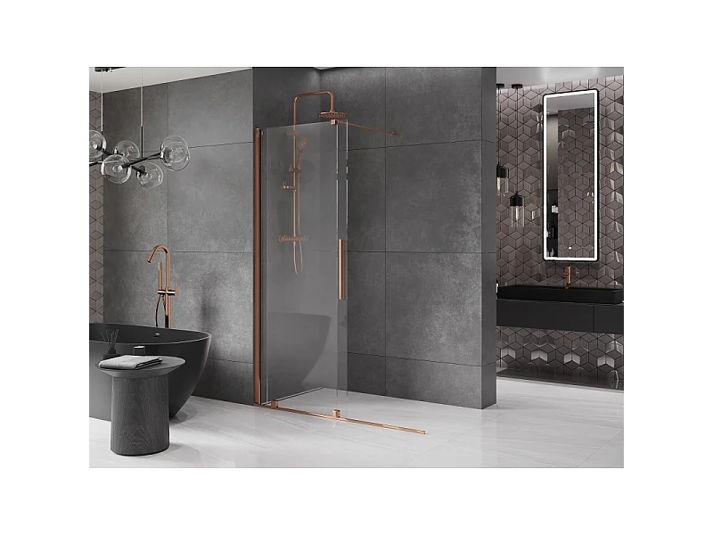 Mexen Velar sliding shower wall Walk-in 150 x 200 cm, transparent 8 mm, rose gold - 871-150-000-03-60