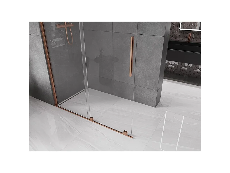 Mexen Velar sliding shower wall Walk-in 150 x 200 cm, transparent 8 mm, rose gold - 871-150-000-03-60