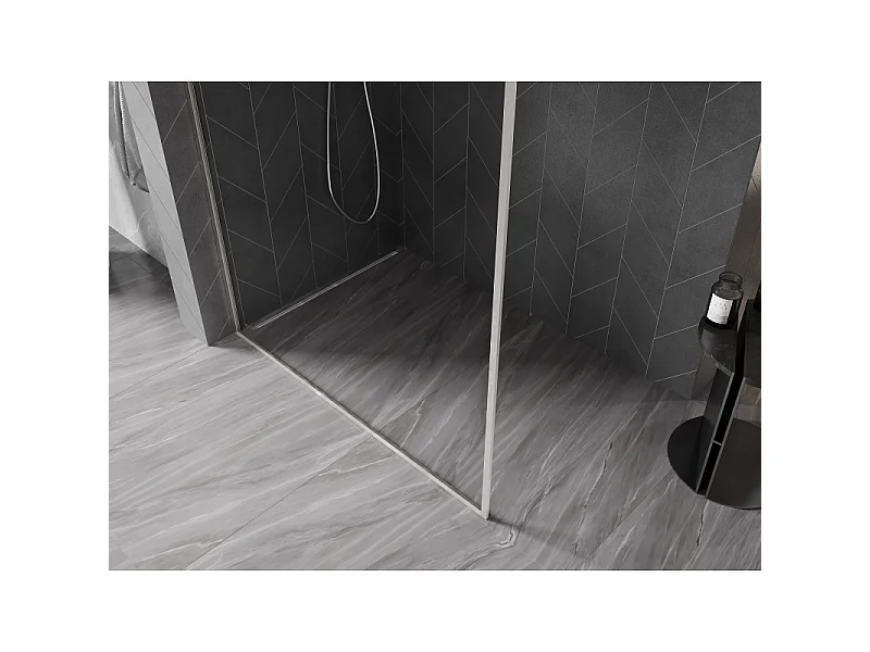 Mexen Kioto-F L douchewand Walk-in met frame 110 x 202 cm, transparant 8 mm, geborsteld nikkel - 800-110-174-97-00
