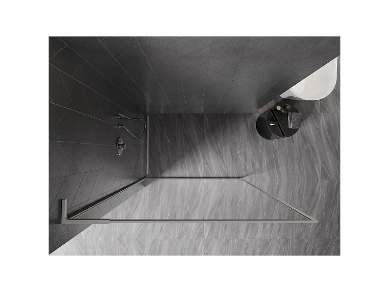 Mexen Kioto-F L douchewand Walk-in met frame 110 x 202 cm, transparant 8 mm, geborsteld nikkel - 800-110-174-97-00