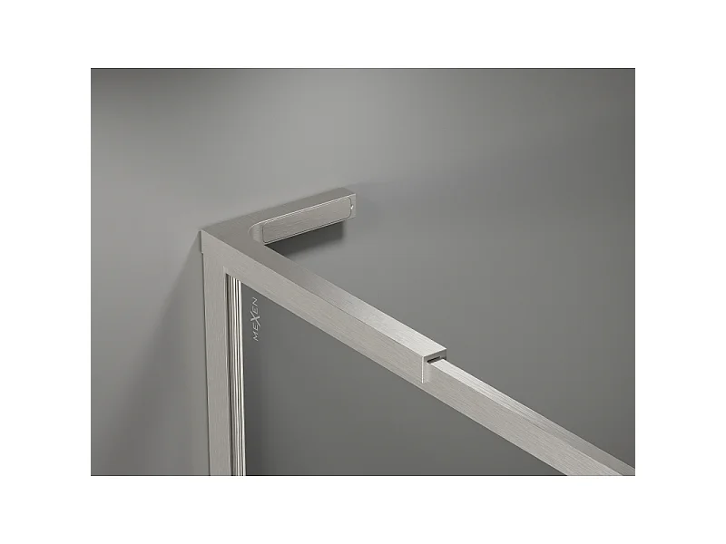 Mexen Kioto-F L douchewand Walk-in met frame 110 x 202 cm, transparant 8 mm, geborsteld nikkel - 800-110-174-97-00