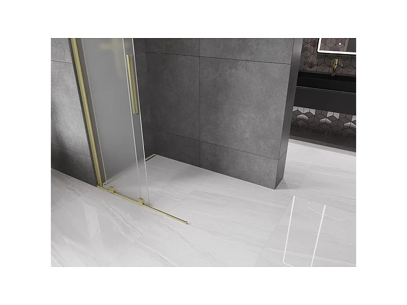 Mexen Velar Walk-in Shower Wall 80 x 200 cm, Frosted 8 mm, Brushed Gold - 871-080-000-33-55