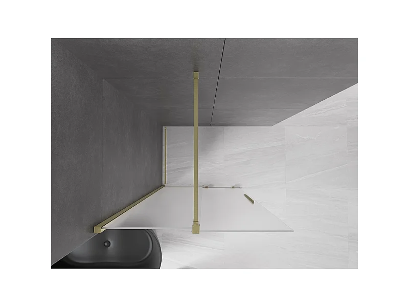 Mexen Velar Walk-in Shower Wall 80 x 200 cm, Frosted 8 mm, Brushed Gold - 871-080-000-33-55