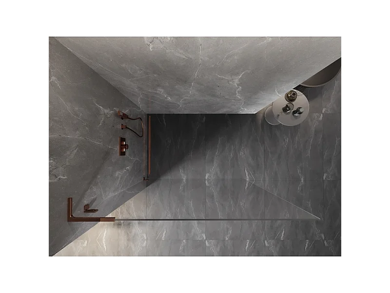 Mexen Lunar L paroi de douche à l'italienne gauche 100 x 200 cm, transparent 8 mm, or rose - 830L-100-000-60-00-L