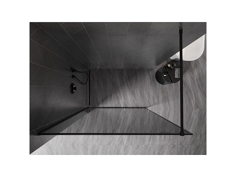 Mexen Kioto-F douchewand Walk-in met frame 100 x 202 cm, grafiet 8 mm, zwart - 800-100-104-70-40