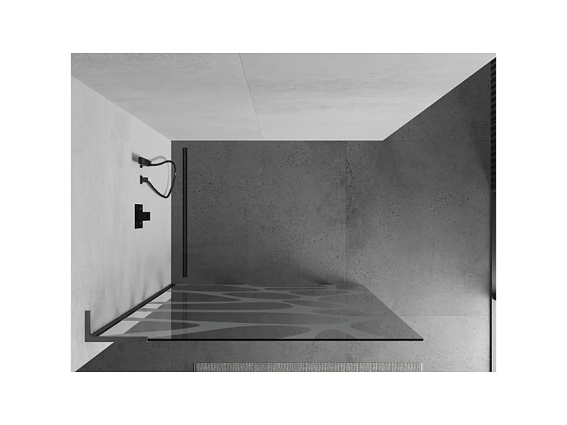 Mexen Kioto L tuš stena Walk-in 90 x 200 cm, bela valovita, gun metal - 800-090-103-95-97