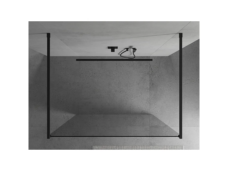 Mexen Kioto vrijstaande douchewand 125 x 200 cm, transparant 8 mm, zwart - 800-125-002-70-00