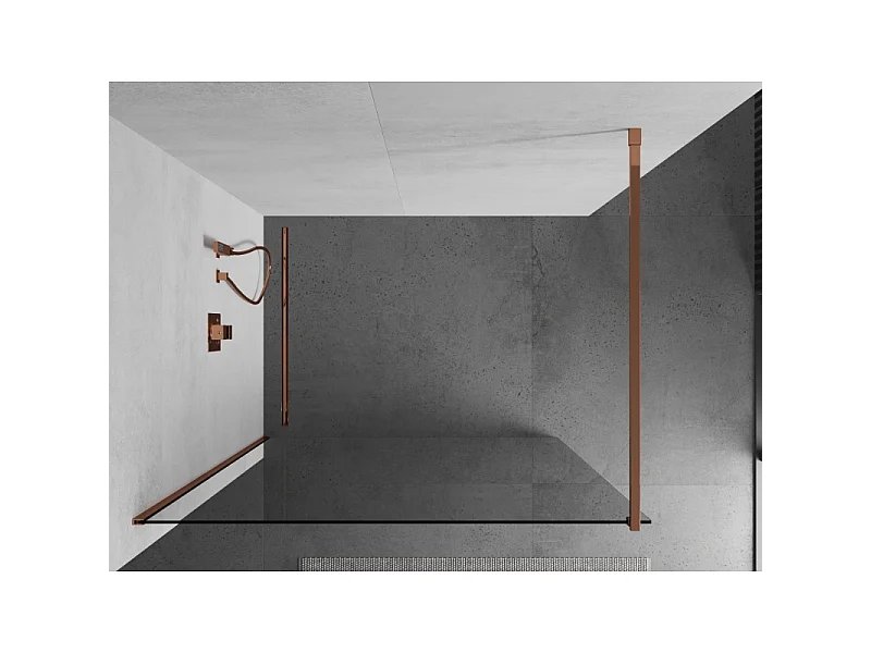 Mexen Kioto tuš stena Walk-in 120 x 200 cm, prozorna 8 mm, rožnato zlato - 800-120-101-60-00