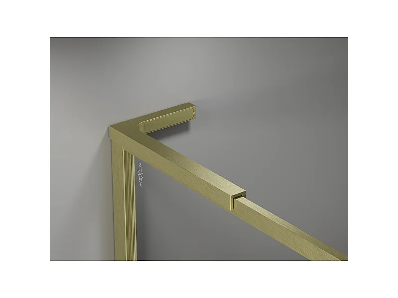Mexen Kioto-F L douchewand Walk-in met frame 90 x 202 cm, transparant 8 mm, goud geborsteld - 800-090-174-55-00