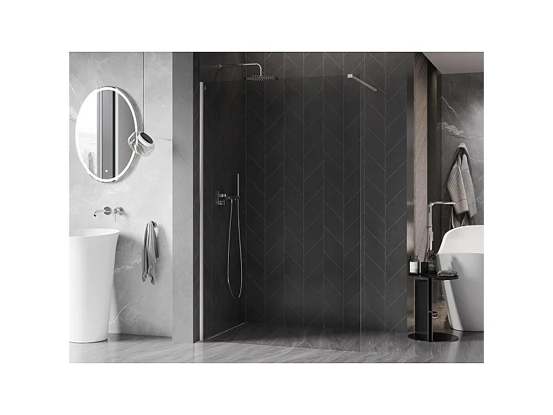 Mexen Kioto-X pannello doccia Walk-in 50 x 200 cm, trasparente 10 mm, nichel spazzolato - 800-050-101-97-00-X