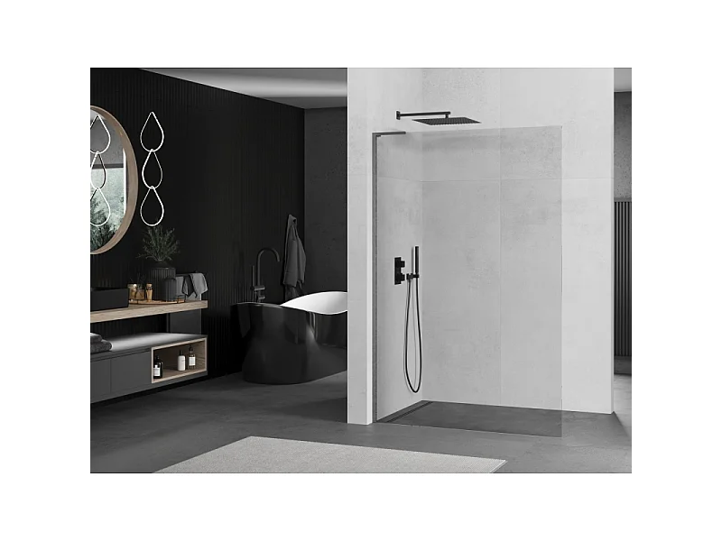 Mexen Kioto L tuš stena Walk-in 110 x 200 cm, prosojna, ščetkana pištolsko siva - 800-110-103-66-00
