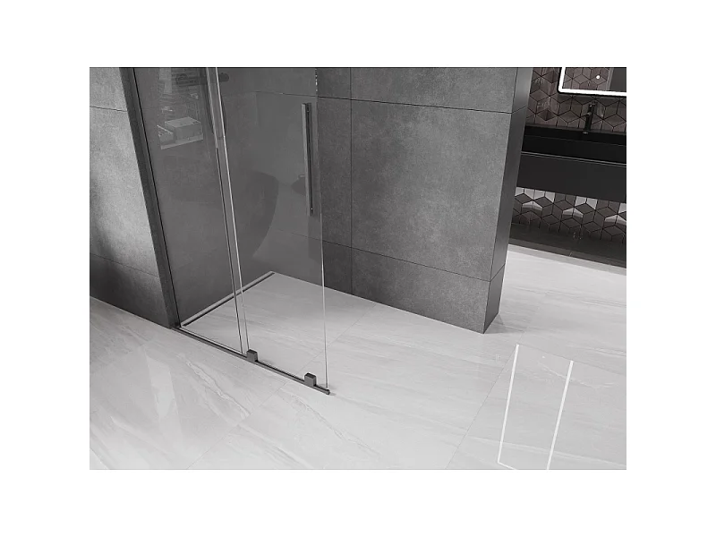 Mexen Velar L paroi de douche coulissante Walk-in 120 x 200 cm, transparent 8 mm, gris canon brossé - 871-120-003-03-66