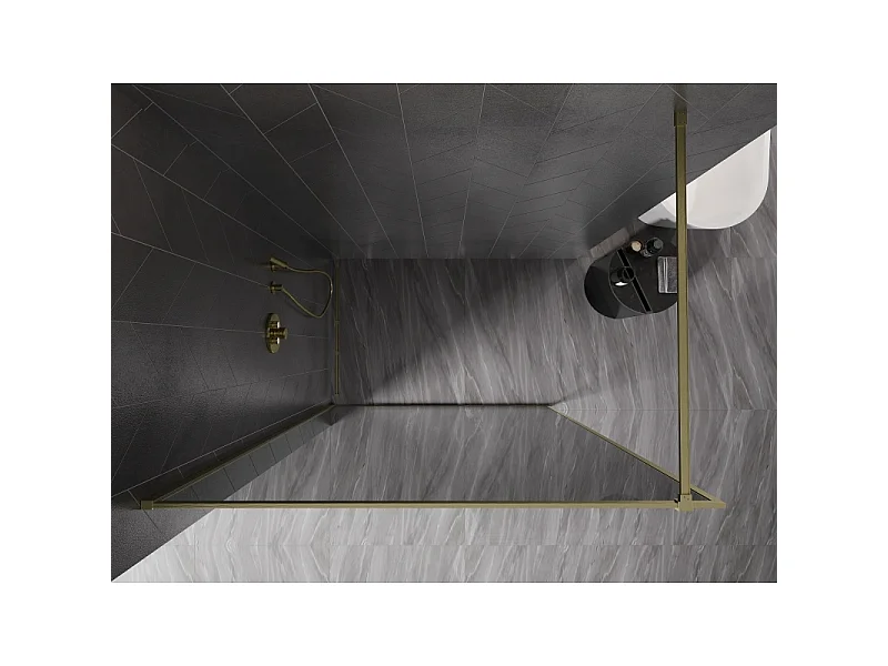 Mexen Kioto-XF walk-in douchewand met frame 80 x 202 cm, grafiet 10 mm, goud geborsteld - 800-080-104-55-40-X