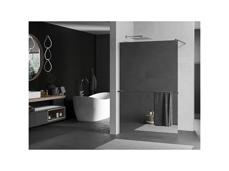 Mexen Kioto+ paroi de douche avec étagère Walk-in 100 x 200 cm, miroir, chrome - 800-100-121-01-50