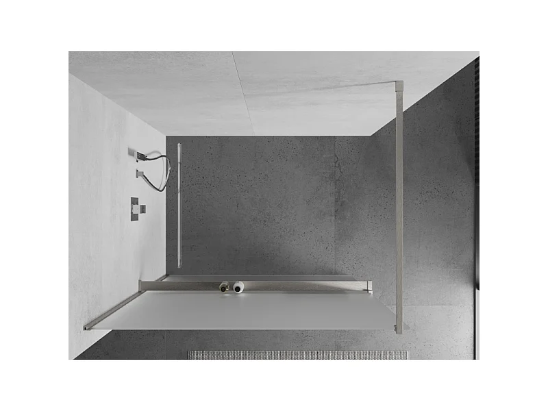 Mexen Kioto+ paroi de douche avec étagère à l'italienne 100 x 200 cm, givré, nickel brossé - 800-100-121-97-30