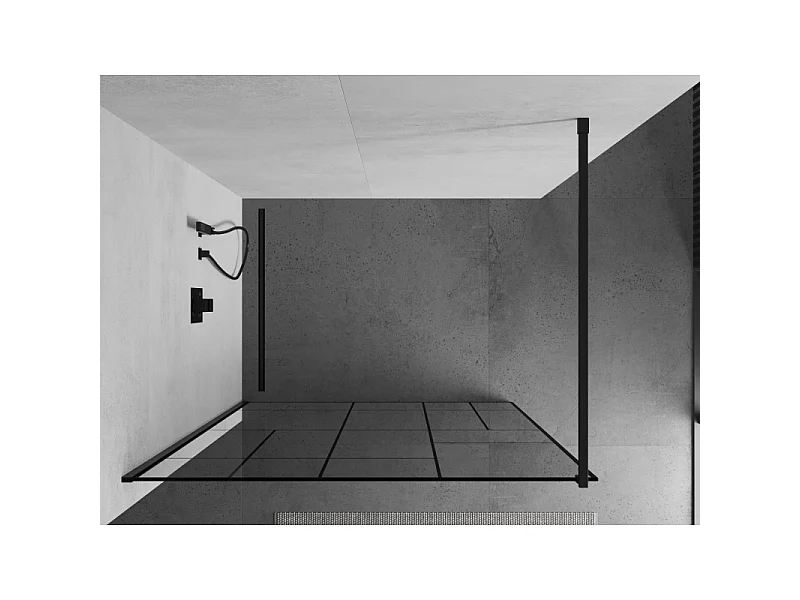 Mexen Kioto paroi de douche Walk-in 70 x 200 cm, motif noir 8 mm, noir - 800-070-101-70-78
