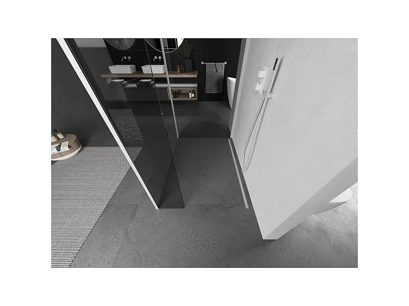 Mexen Kioto paroi de douche Walk-in 110 x 85 x 30 cm, transparent, blanc - 800-110-085-221-20-00-030
