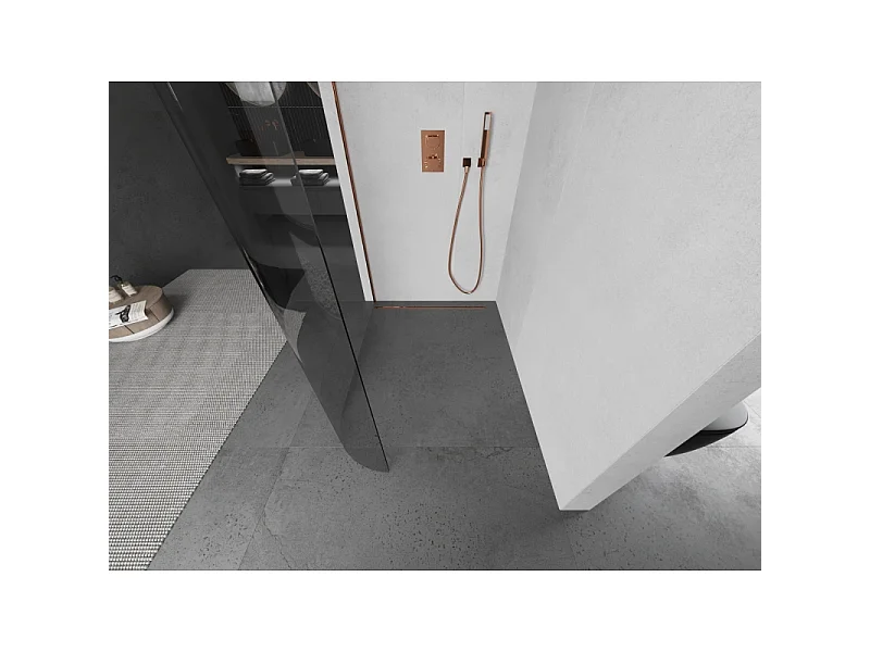 Mexen Kioto-R ronde inloopdouchewand 150 x 200 cm, transparant 8 mm, roze goud - 800-150-101-60-06