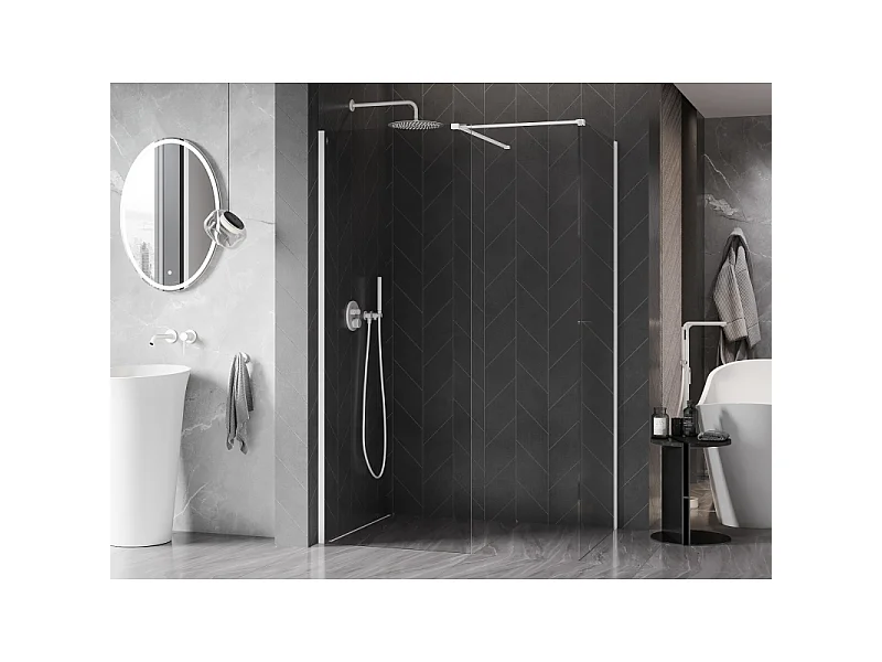 Mexen Kioto-X paroi de douche Walk-in 150 x 90 cm, transparent 10 mm, blanc - 800-150-202-20-00-090-X