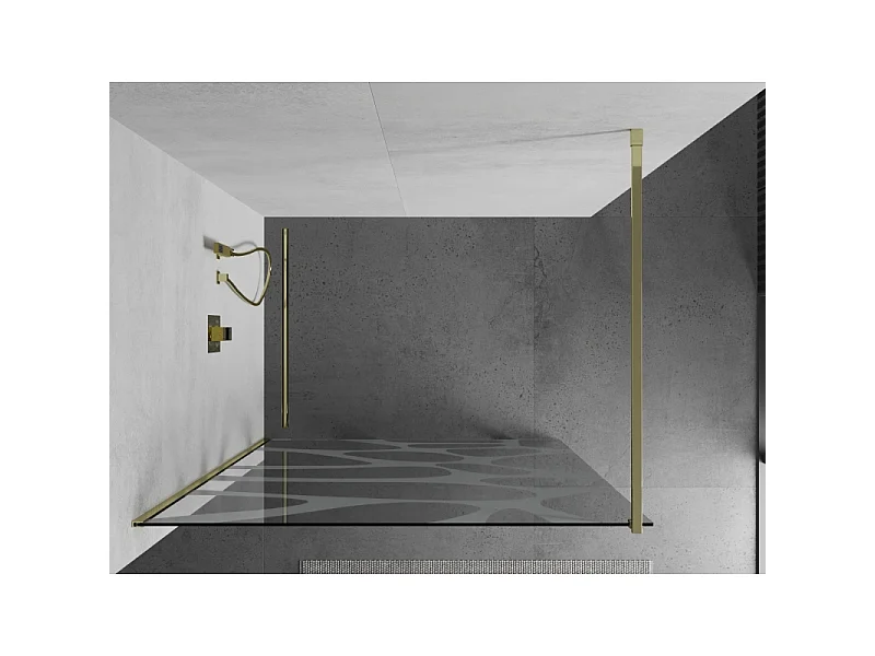 Mexen Kioto paroi de douche Walk-in 70 x 200 cm, transparent/vague blanche 8 mm, or - 800-070-101-50-97