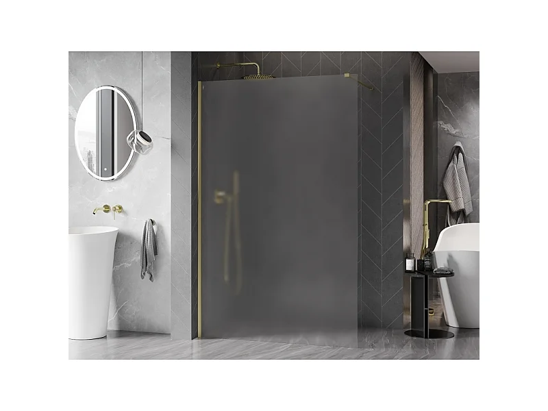 Mexen Kioto-X Tuš stena Walk-in 110 x 200 cm, matirano 10 mm, zlato brušeno - 800-110-101-55-30-X