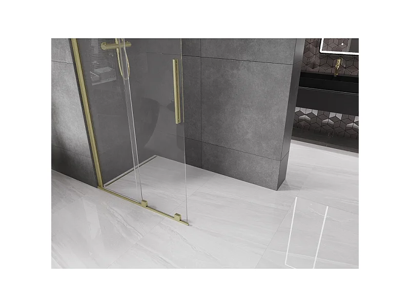 Mexen Velar paroi de douche coulissante Walk-in 120 x 200 cm, transparent 8 mm, or brossé - 871-120-000-03-55