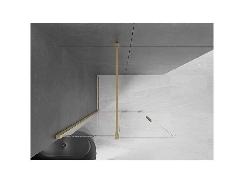 Mexen Velar paroi de douche coulissante Walk-in 120 x 200 cm, transparent 8 mm, or brossé - 871-120-000-03-55