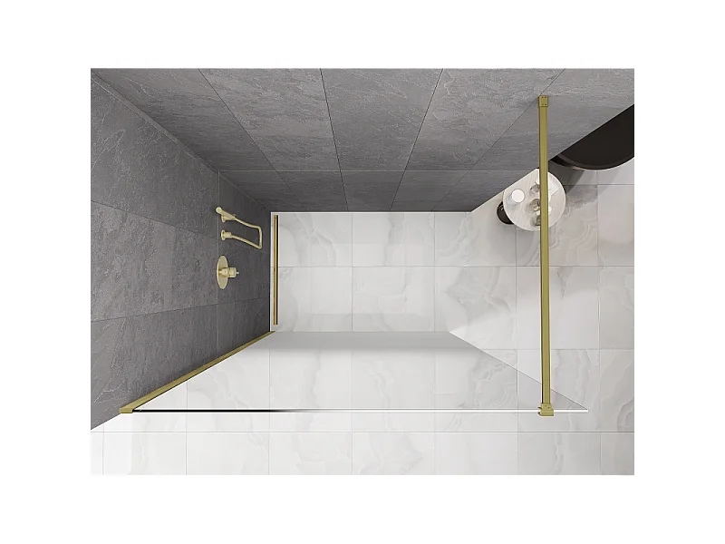 Mexen Kioto paroi de douche Walk-in 100 x 200 cm, ombrée blanche 8 mm, or brossé - 800-100-101-55-86