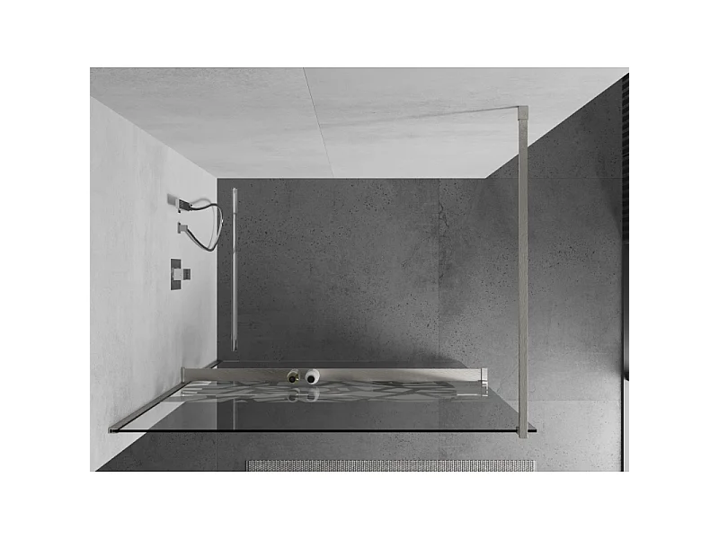 Mexen Kioto+ Duschwand mit Ablage Walk-in 120 x 200 cm, weißes Muster, gebürstetes Nickel - 800-120-121-97-85