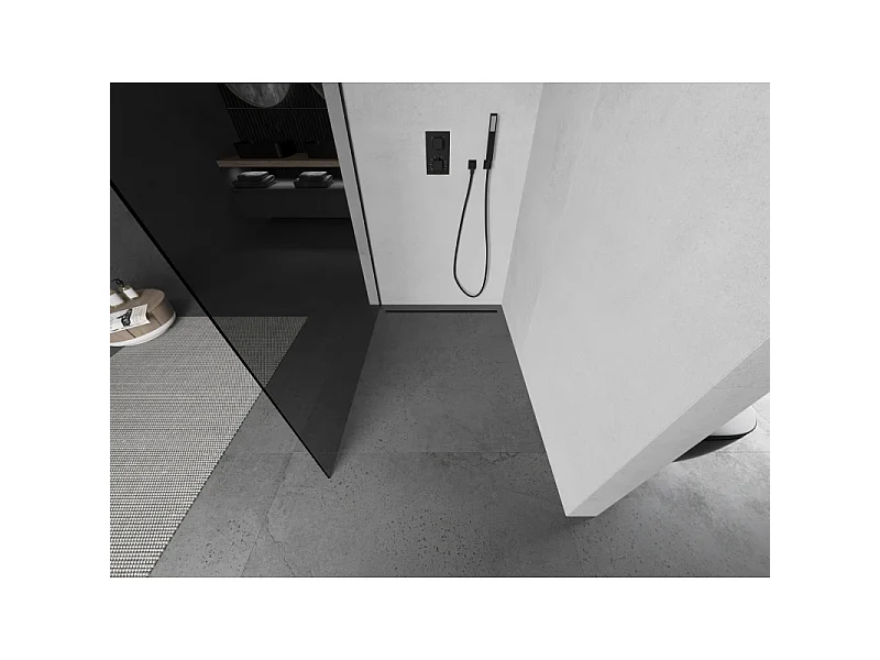 Mexen Kioto ścianka prysznicowa Walk-in 120 x 200 cm, grafit 8 mm, czarna - 800-120-101-70-40
