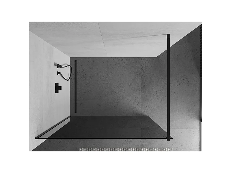 Mexen Kioto ścianka prysznicowa Walk-in 120 x 200 cm, grafit 8 mm, czarna - 800-120-101-70-40