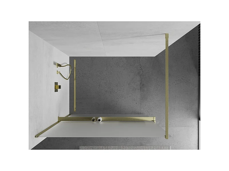 Mexen Kioto+ panneau de douche avec étagère Walk-in 70 x 200 cm, givré, or brossé - 800-070-121-55-30