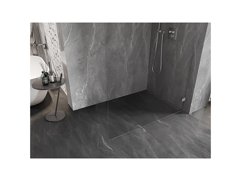 Mexen Lunar Duschwand Walk-in rechts 100 x 200 cm, transparent 8 mm, gebürsteter Nickel - 830-100-000-97-00-P