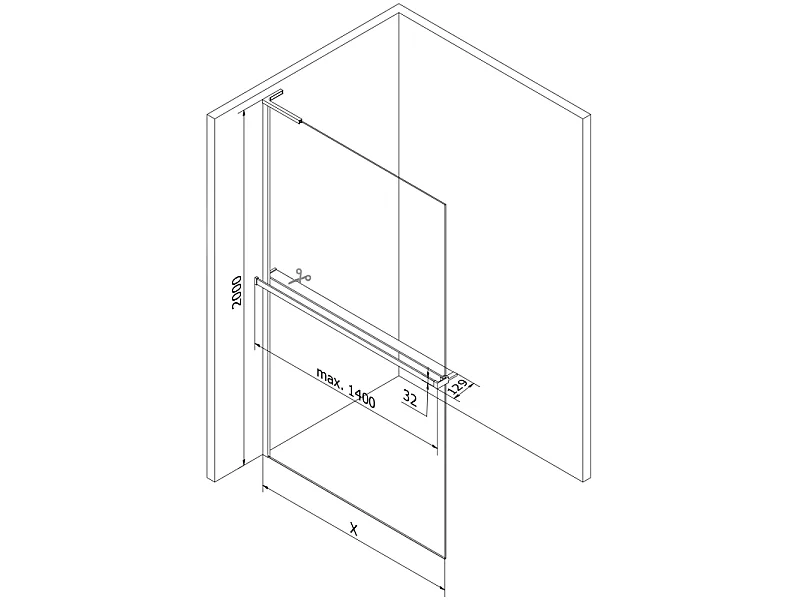 Mexen Kioto+ L paroi de douche avec étagère Walk-in 60 x 200 cm, transparent, chrome - 800-060-123-01-00