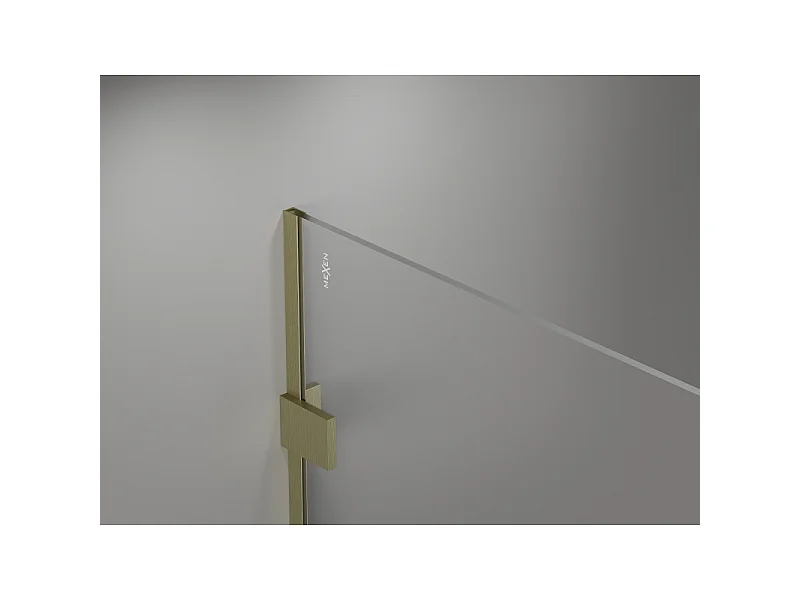 Mexen Lunar panel de ducha Walk-in izquierdo 150 x 200 cm, transparente 8 mm, dorado cepillado - 830-150-000-55-00-L